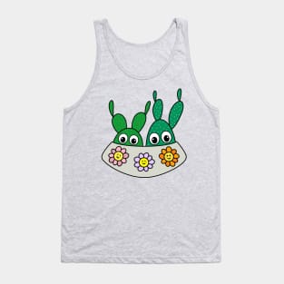 Cute Cactus Design #258: Angel Wings Cacti In Flowery Pot Tank Top